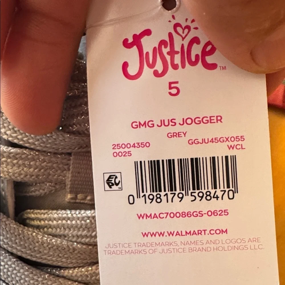 Justice Silver Sneakers with Black Star